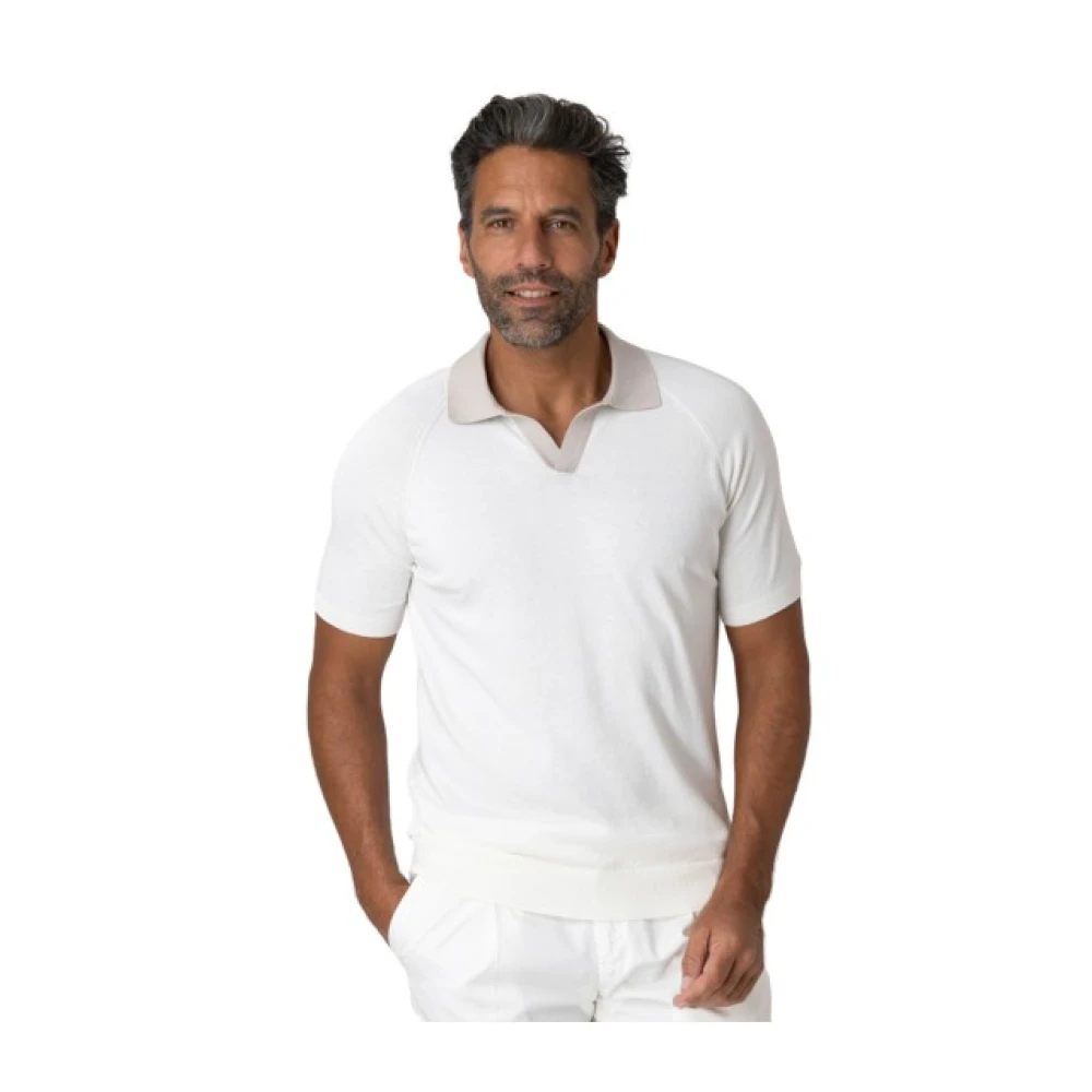 Gran Sasso Herren Weiß - Skipper Kragen Polo - Knitwear - M