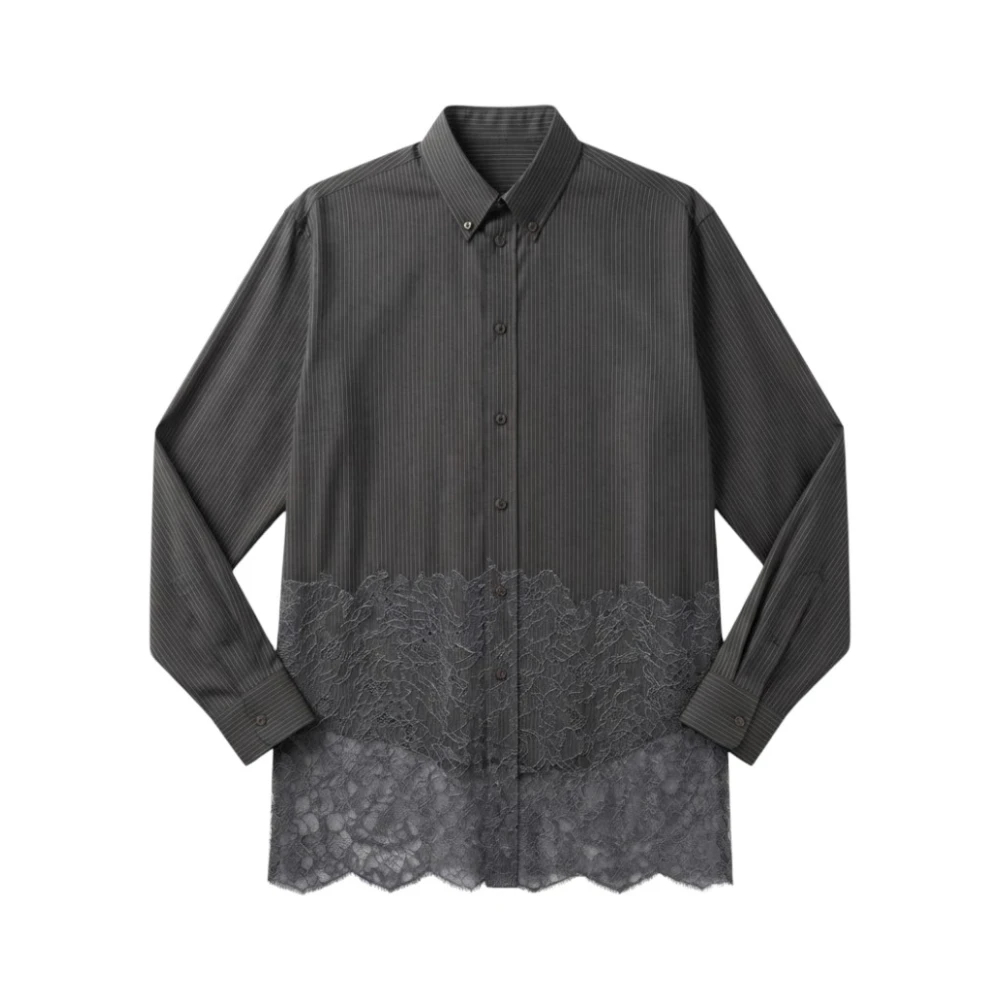 Fendi Wool Shirt With Stripes And Lace - Bild 8