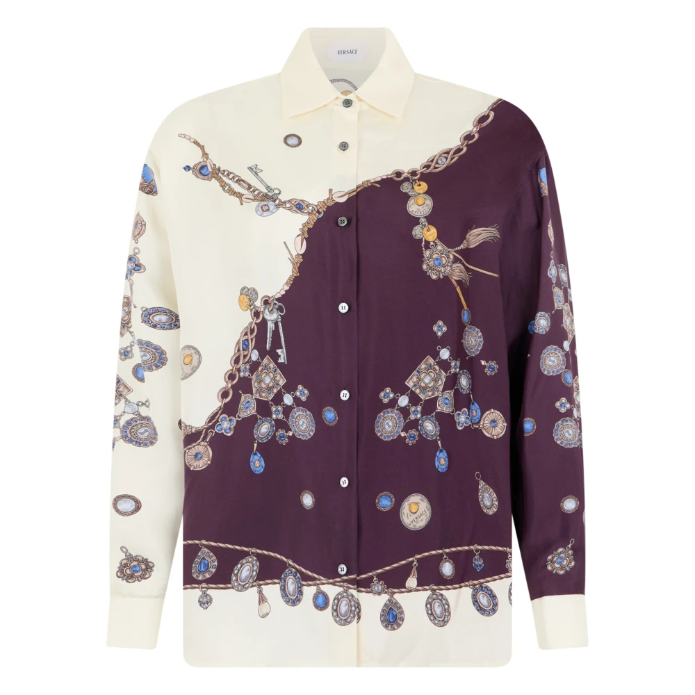Versace - Hemd Aus Bedrucktem Seidencrêpe - Blouses & Shirts - Damen - Mehrfarbig - S - Bild 5