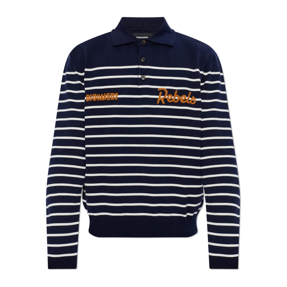 Dsquared2 Herren Blau - Gestreiftes Poloshirt - Knitwear - Xl