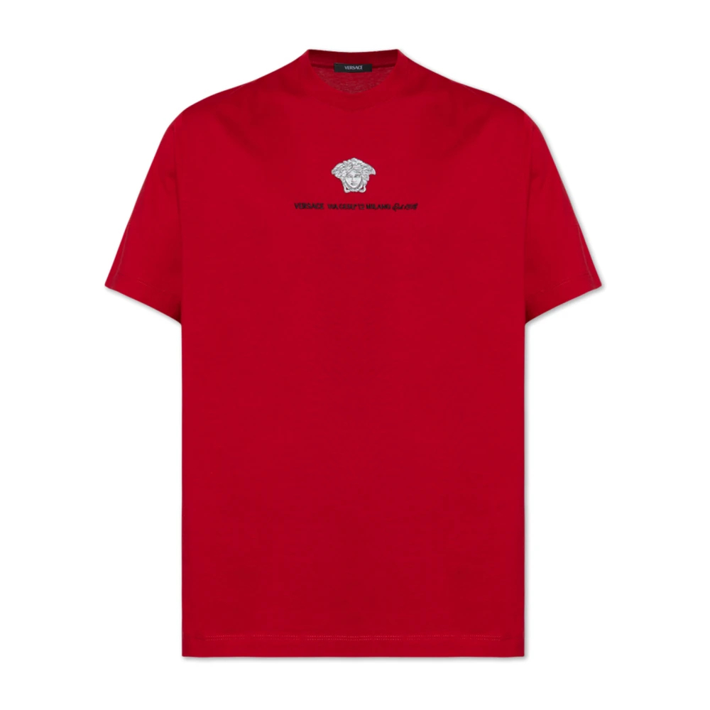Versace Herren Rot - Embroide Medusa Milano T-Shirt - Tops - Xl