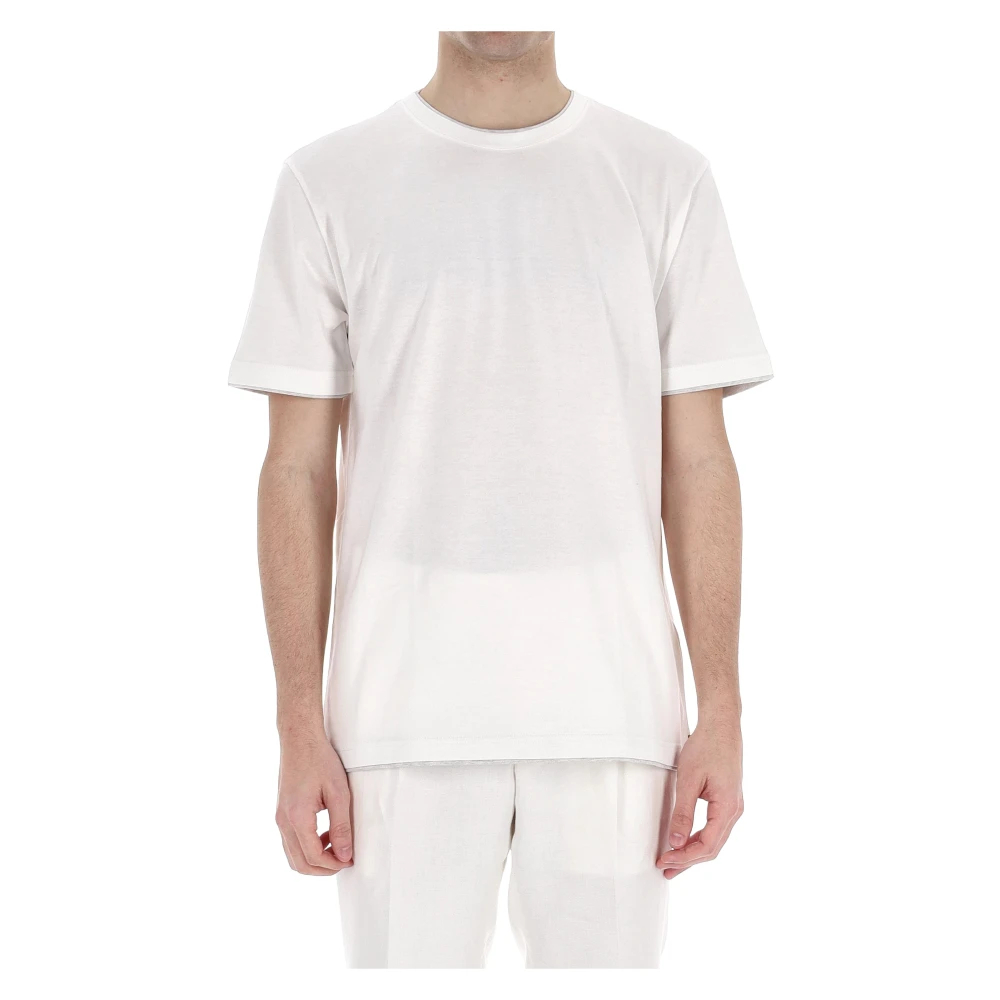 Eleventy Herren Weiß - Baumwoll-T-Shirt Mit Rundhalsausschnitt - Tops - 2XL