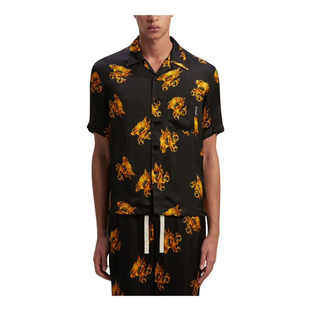 Palm Angels Herren Schwarz - Burning Monogram Shirt - Shirts - K -S
