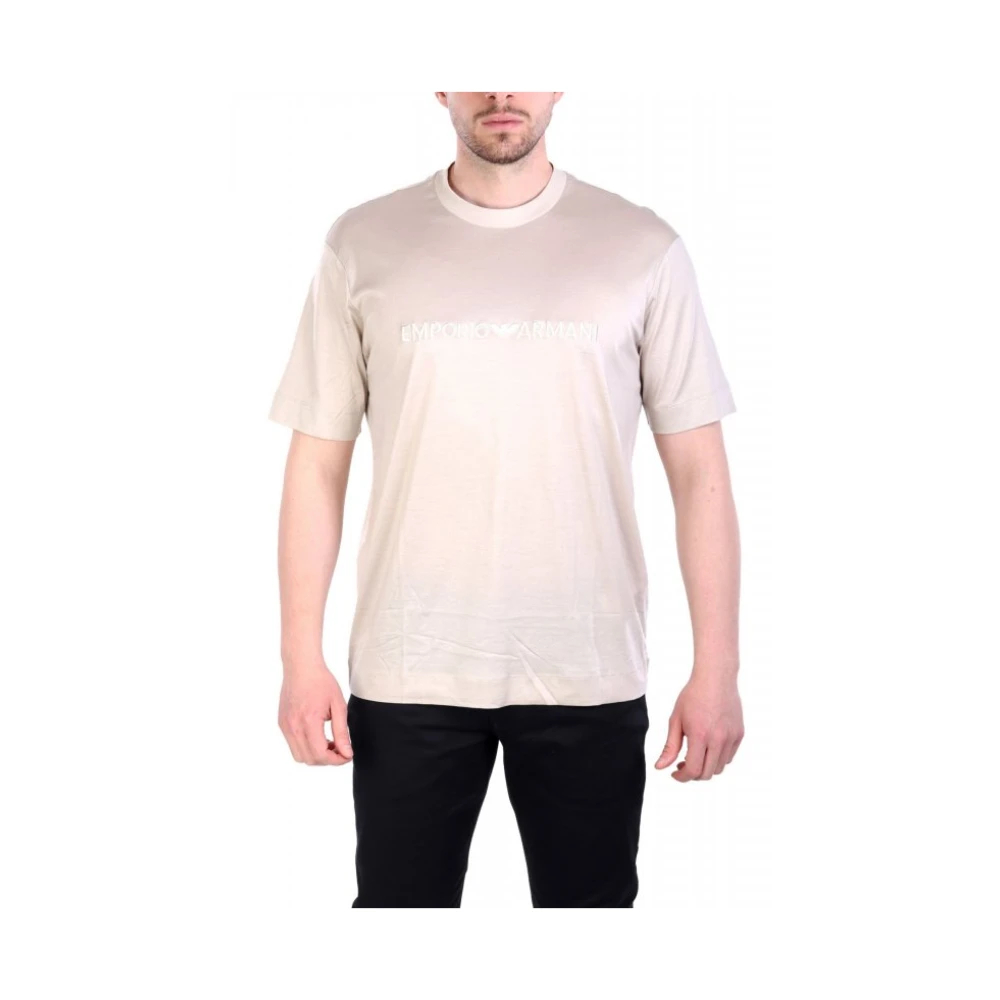 Emporio Armani Herren Beige - Logo T-Shirt - Tops - L