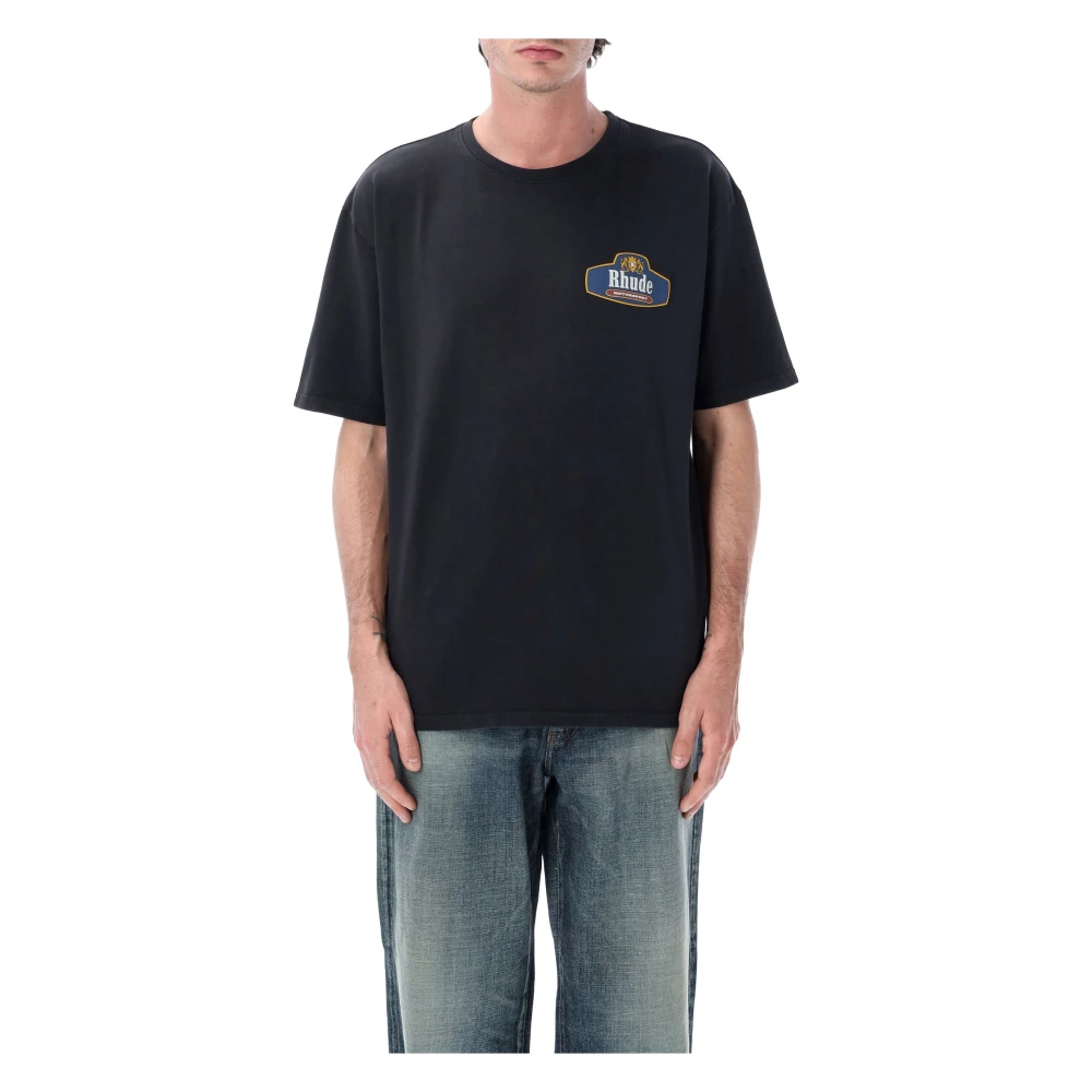 Rhude Herren Schwarz - Racing Crest Tee - Tops - K -Xl