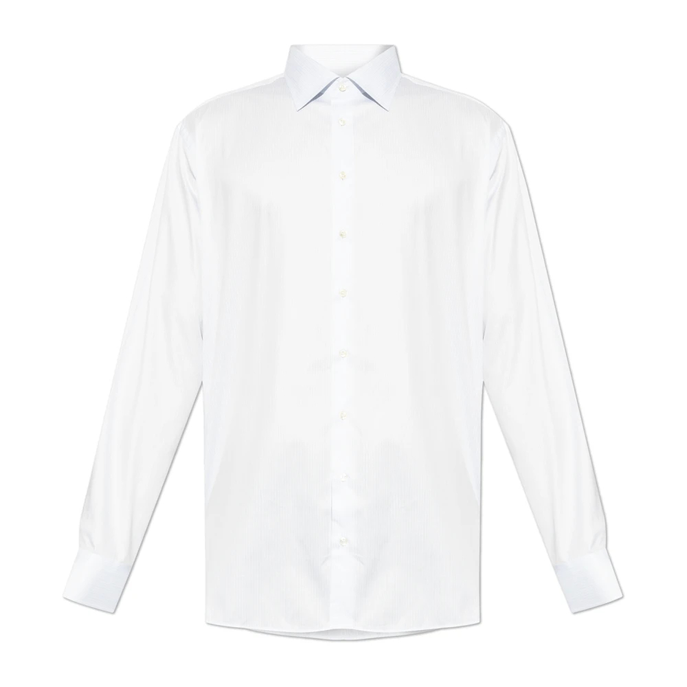 Giorgio Armani Herren Weiß - Hemd Mit Gestreiftem Muster - Shirts - 2XL