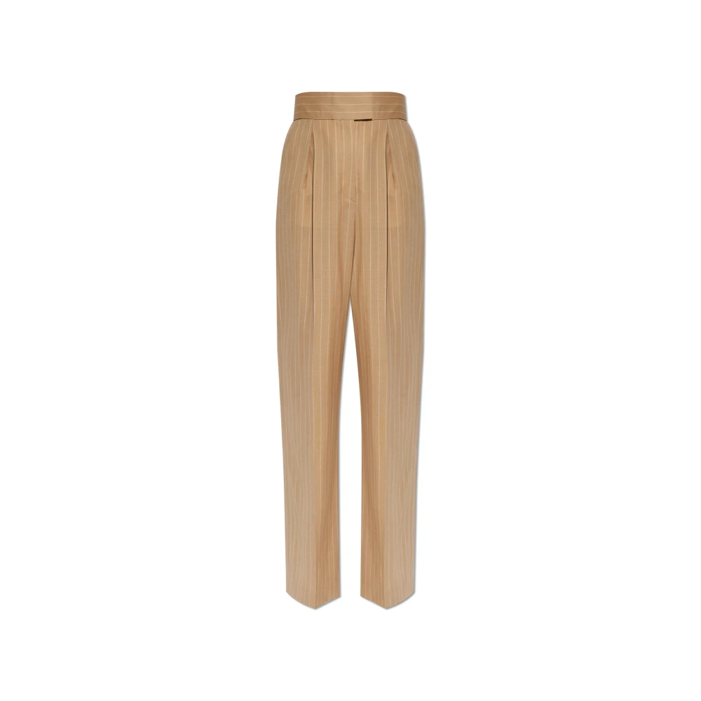 Valentino Garavani - Wollhose Mit Falten - Trousers - Damen - Beige - S