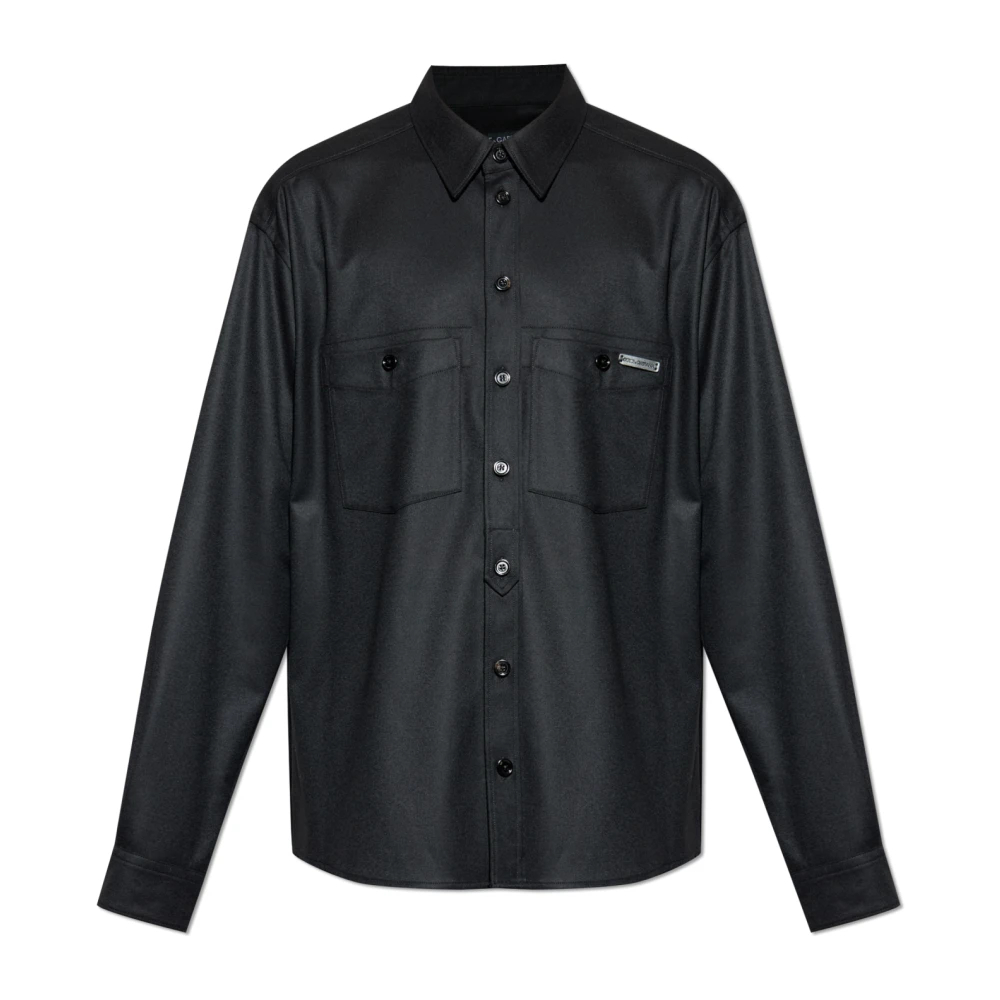 Dolce & Gabbana Herren Schwarz - Wollhemd Mit Taschen - Shirts - K - L
