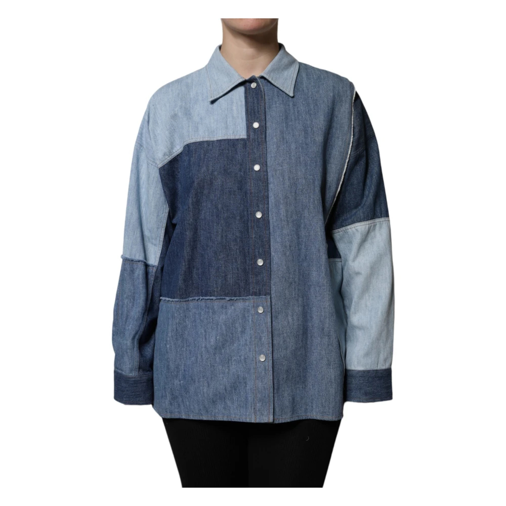 Dolce & Gabbana Damen Blau - Button-Up-Oberteil Mit Kragen - Blouses & Shirts - S