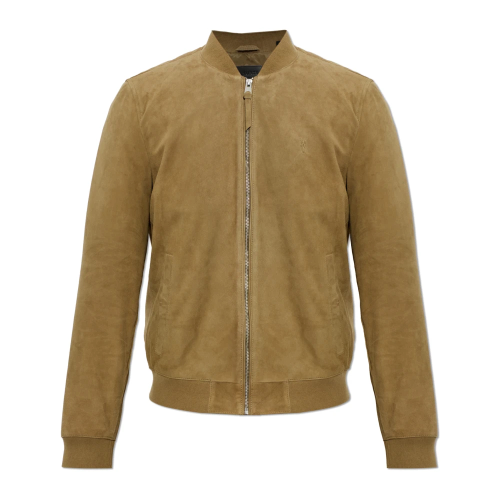 Allsaints Herren Grün Men's Morten Suede Bomber Jacket Size L - Bild 5