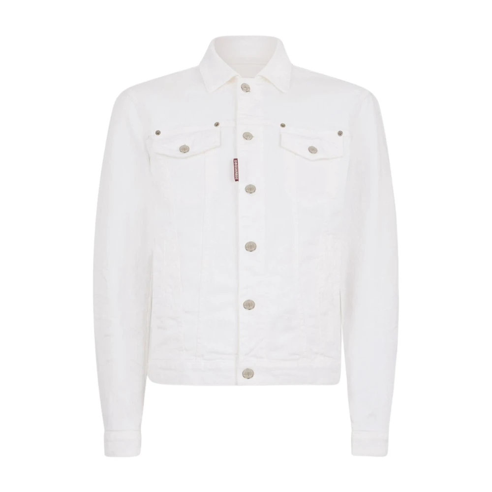 Dsquared2 Herren Weiß - Logo-Patch Denim Jacke - Jackets - Xl