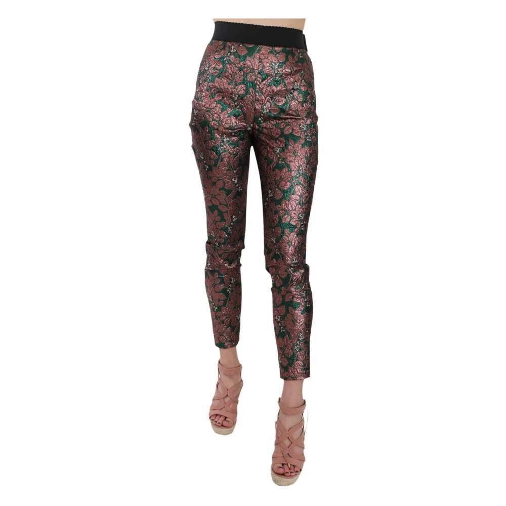 Dolce & Gabbana Damen Braun - Mehrfarbige Brokat Jacquard Hose - Trousers - Xs