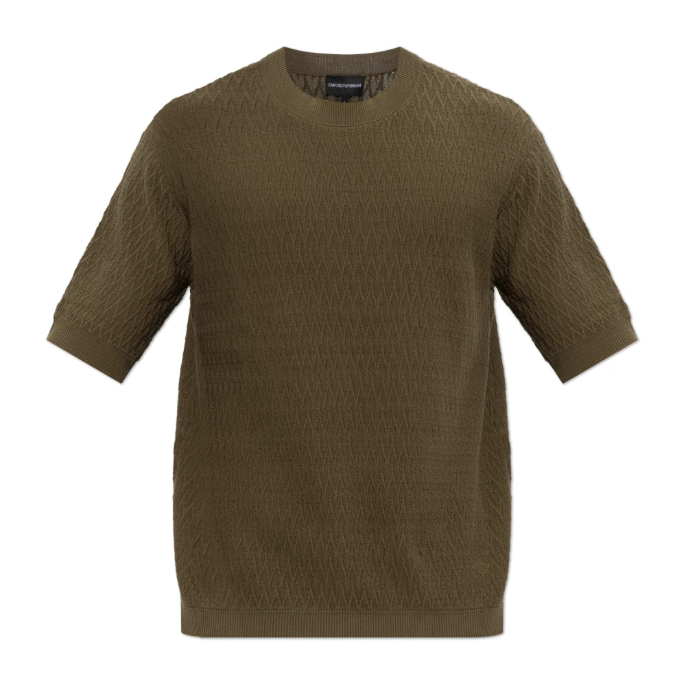 Emporio Armani Herren Grün - Chevron Jacquard Strickpullover - Knitwear - 2XL