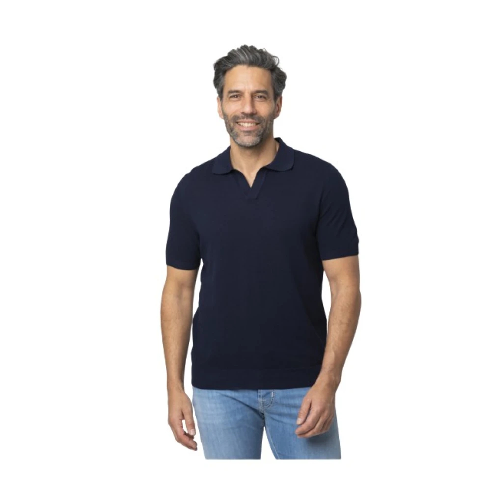 Gran Sasso Herren Blau - Marineblaues Piqué-Polohemd Mit Skipperkragen - Tops - 4XL