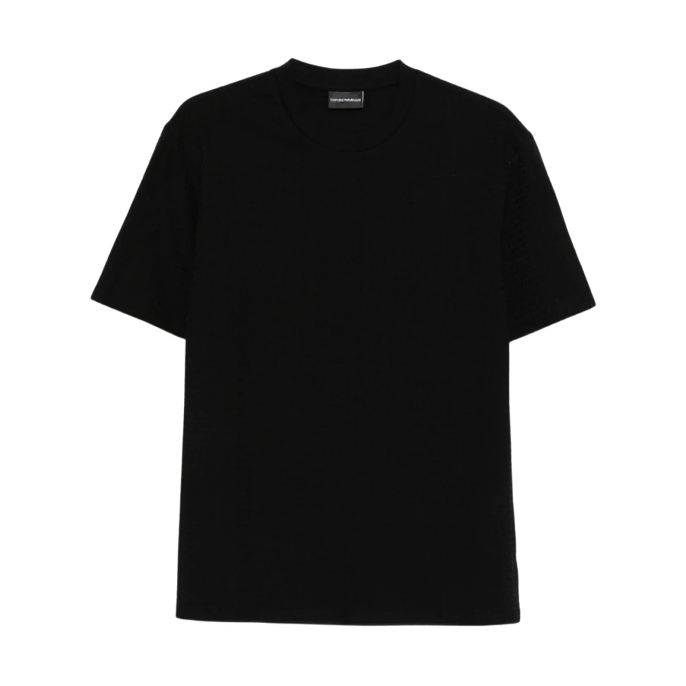 Emporio Armani Herren Schwarz - Jacquard Logo Rundhals-T-Shirt - Tops - K -S