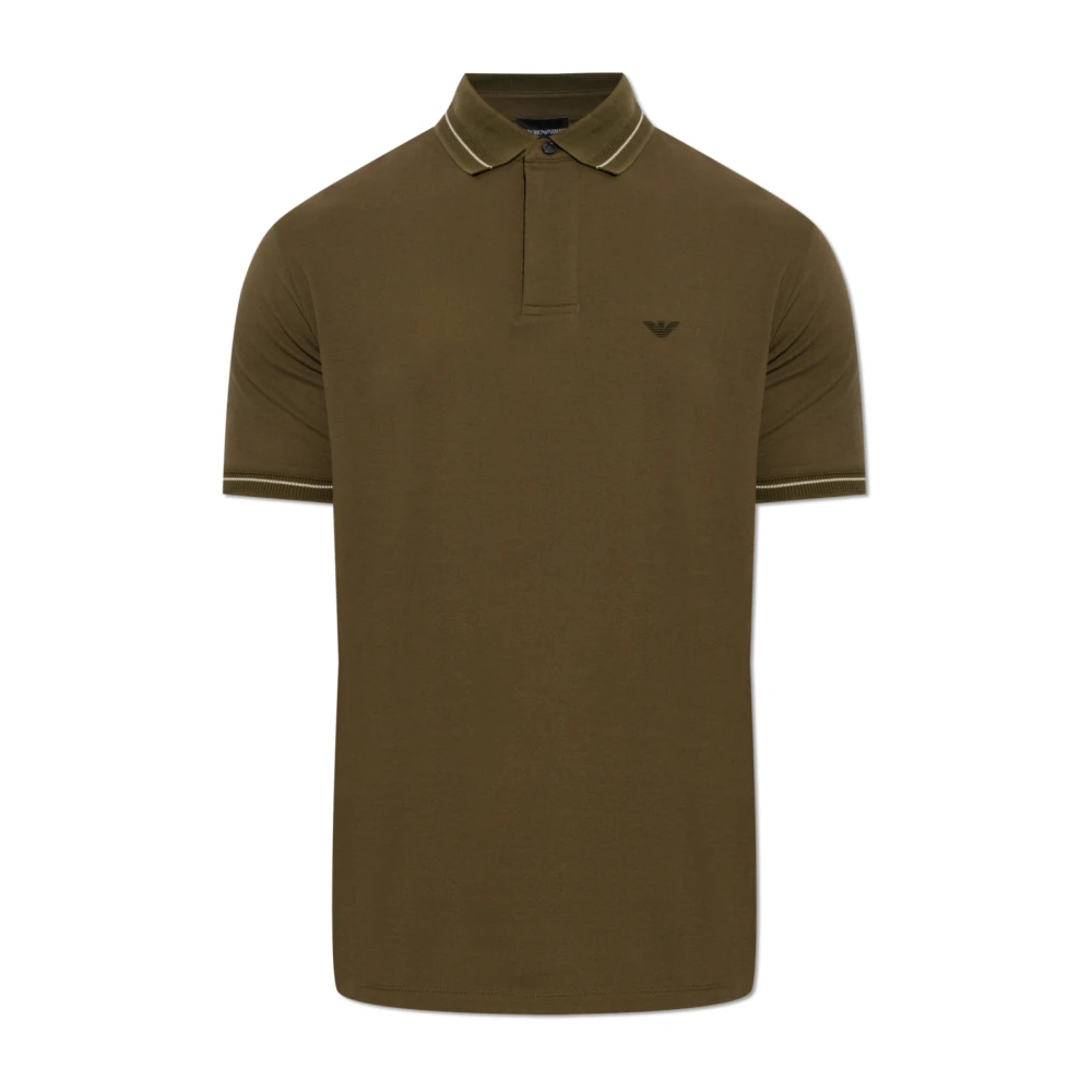 Emporio Armani Herren Grün - Piqué Poloshirt Mit Kragendetail Und Streifen - Tops - Xl