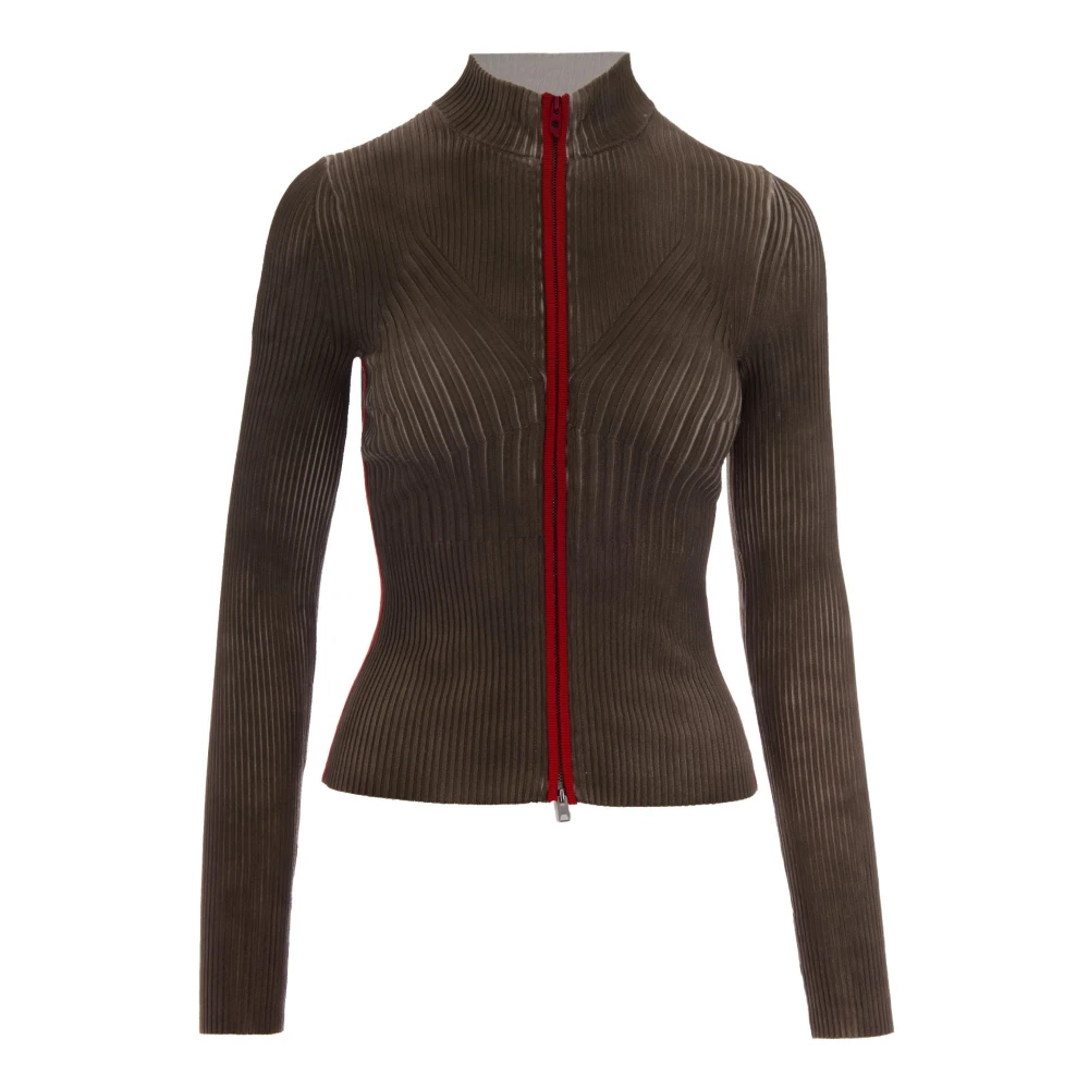 Diesel - M-Sarda Gerippter Reißverschluss-Strickjacke - Knitwear - Damen - Braun - M