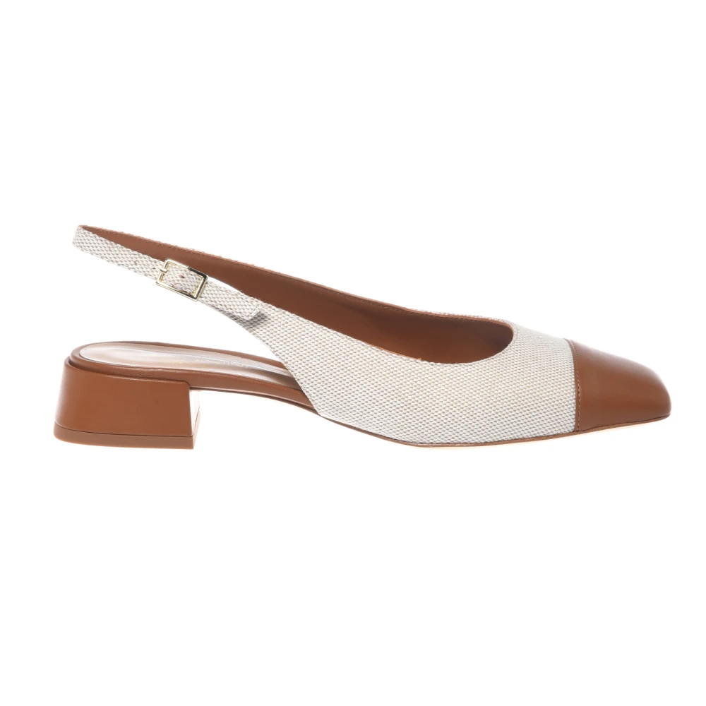 Baldinini - Tan Nappa Und Off-White Canvas Slingback - Shoes - Damen - Beige - 40 Eu