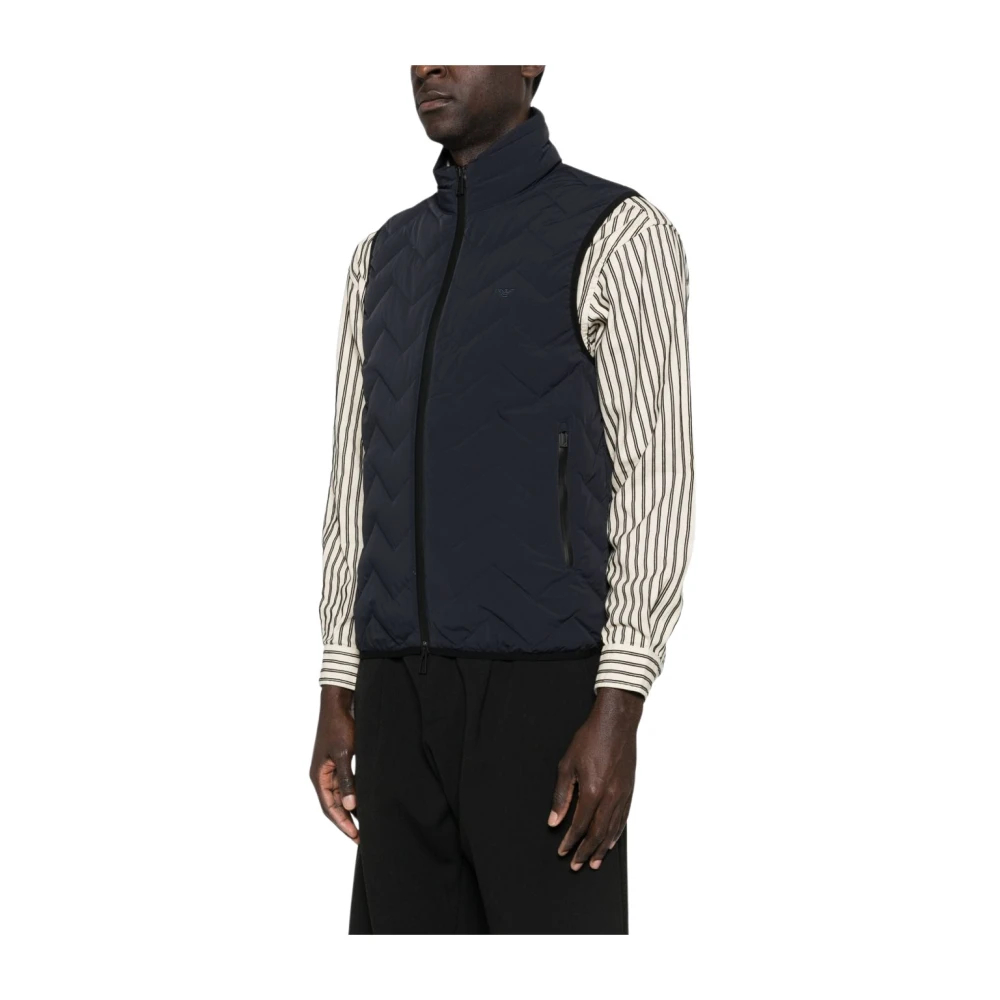 Emporio Armani Herren Blau - Chevron Gesteppte Ärmellose Daunenjacke - Jackets - 2XL