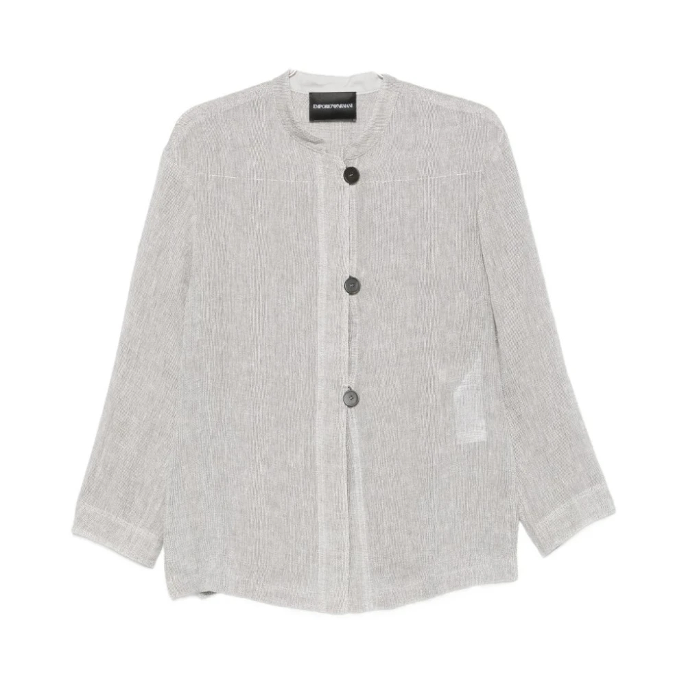 Emporio Armani Damen Grau - Langärmeliges Hemd Mit Knopfverschluss - Blouses & Shirts - L