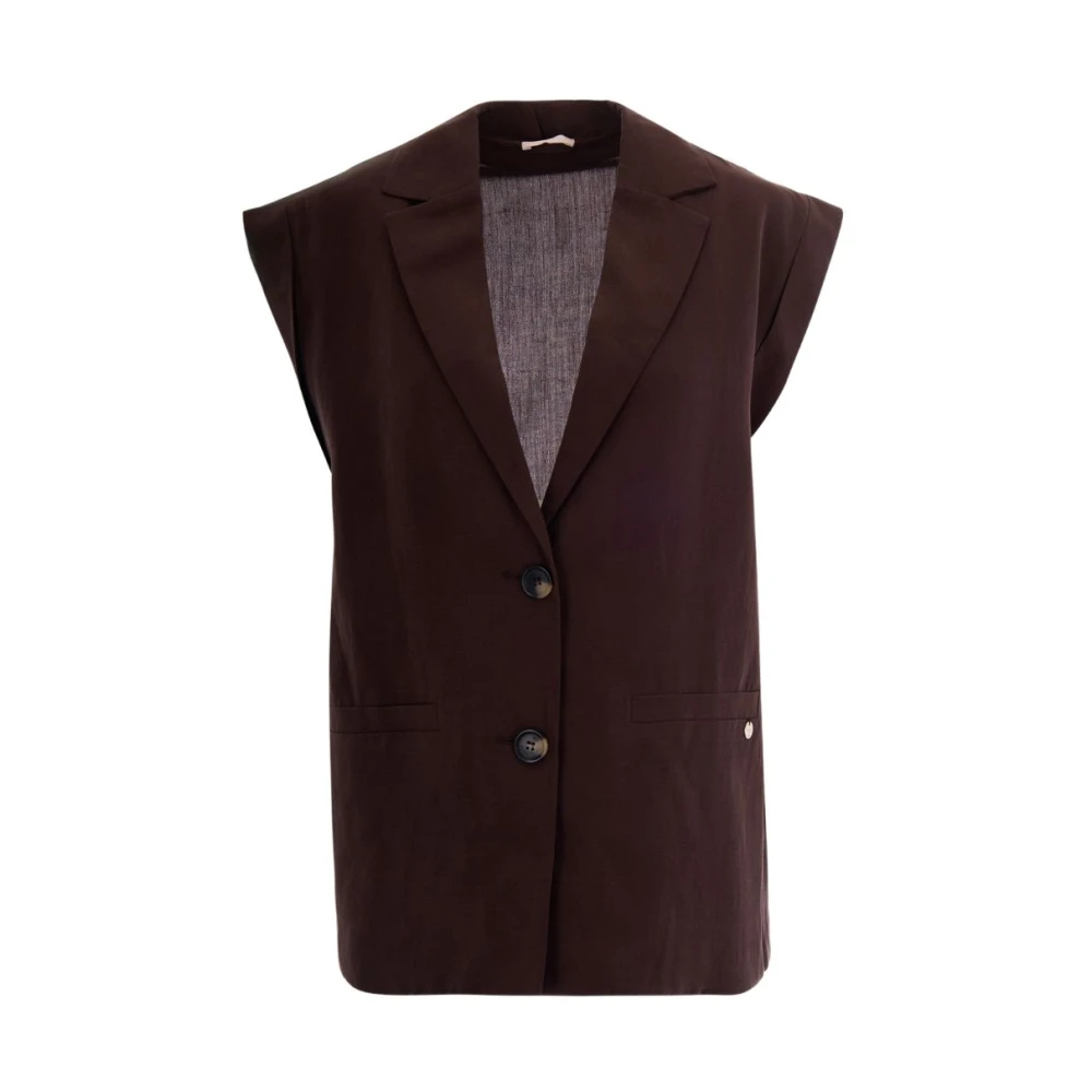 Liu Jo Damen Braun - Ärmellose Jacke Mit Reverskragen - Jackets - M
