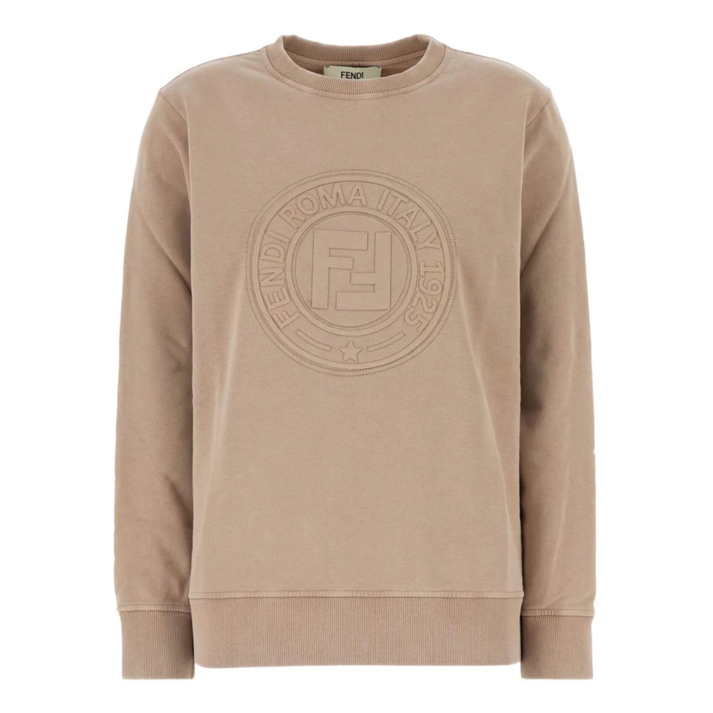 Fendi Damen Beige - Gestrickter Sweatshirt Mit Logodetail - Sweatshirts & Hoodies - Xs