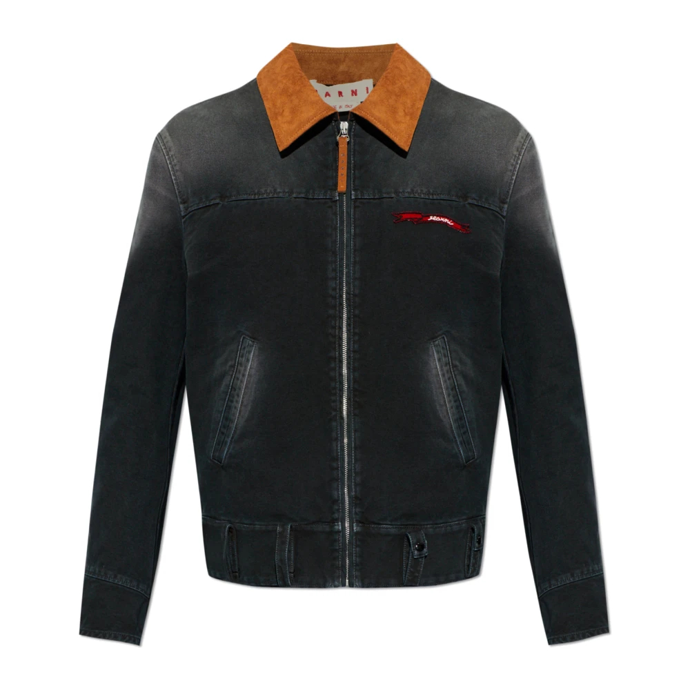 Marni Herren Schwarz - Denimjacke Mit Logo-Patch - Jackets - K - Xl