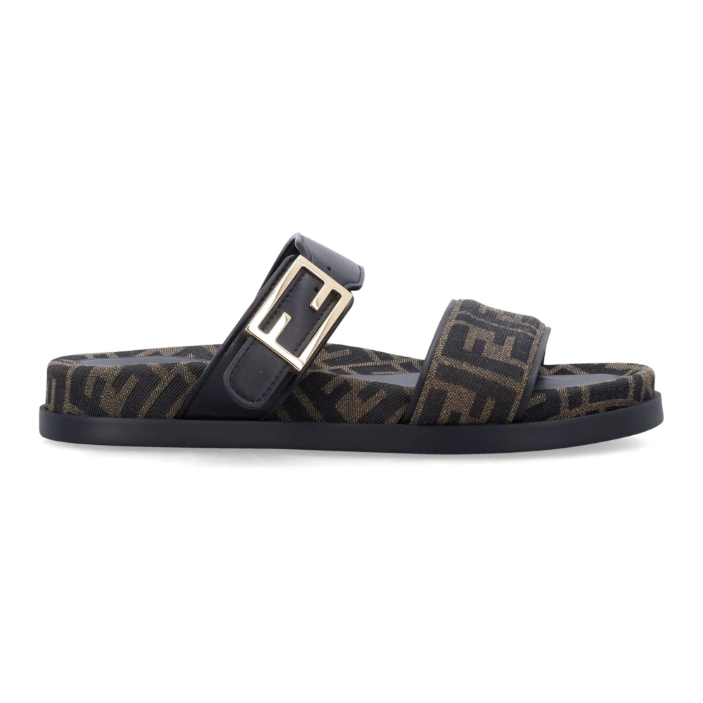 Fendi Damen Schwarz - Ff Monogram Feel Slide Sandal - Shoes - K - 36 Eu