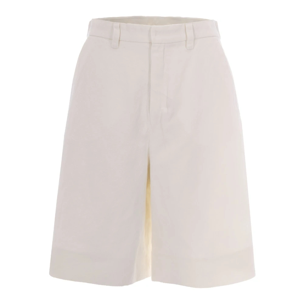 Max Mara Studio - Bermuda-Shorts Aus Baumwolle Und Leinen - Shorts - Damen - Weiß - Xs