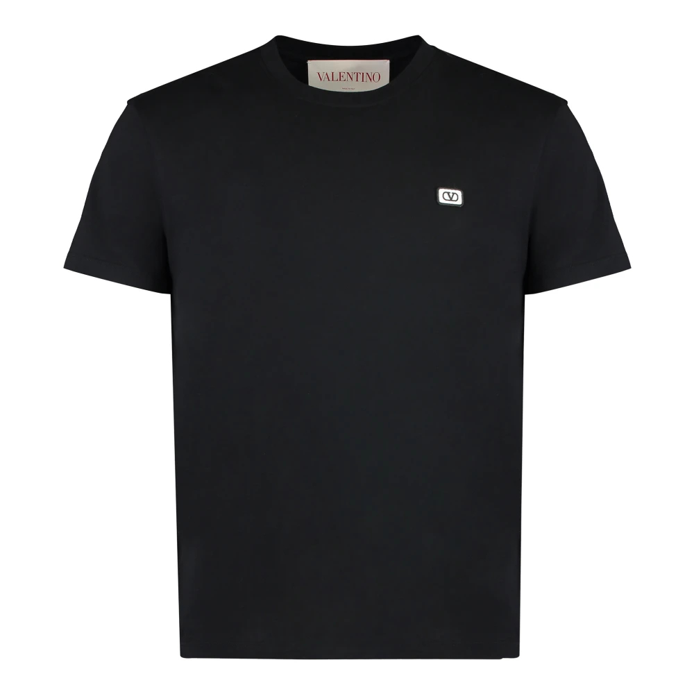 Valentino Herren Schwarz - Geripptes Rundhals-Baumwoll-T-Shirt - Tops - K -S