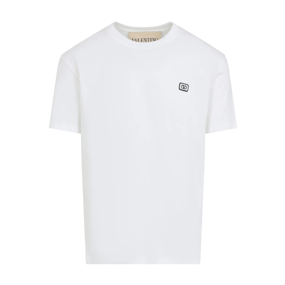 Valentino - Baumwoll-T-Shirt Mit Vlogo-Patch - Tops - Herren - Weiß - Xl