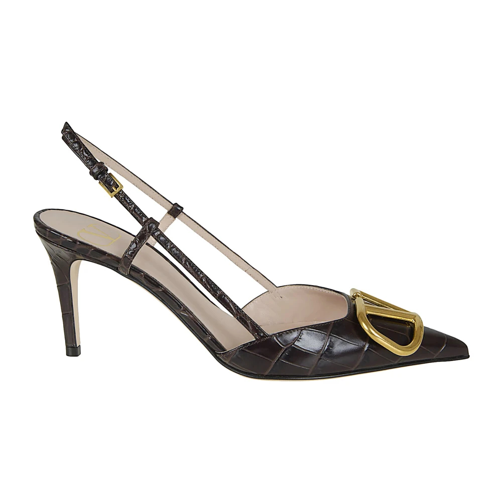 Valentino Garavani Damen Braun - Vlogo Signature Slingback-Pumps Aus Kalbsleder 80 Mm - Shoes - 39 Eu