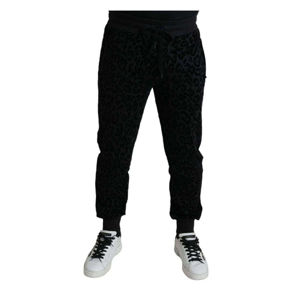 Dolce & Gabbana Herren Schwarz - Elegante Leopard Joggers Für Männer - Trousers - K - L