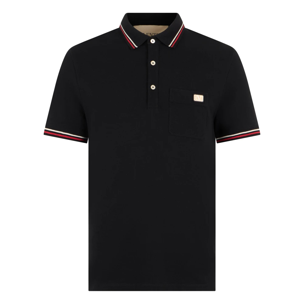 Valentino Garavani - Polo-Shirt Aus Baumwoll-Piqué Mit Vlogo-Patch - Tops - Herren - Schwarzk - M