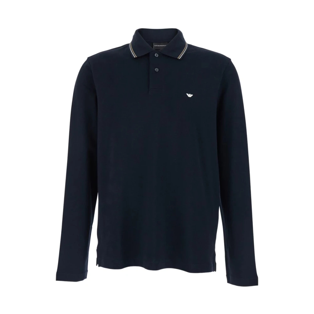 Emporio Armani - Logo Baumwoll-Polohemd - Tops - Herren - Blau - L