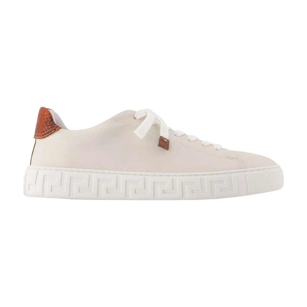 Versace Herren Weiß - Greca Leder-Sneakers - Shoes - 40 Eu