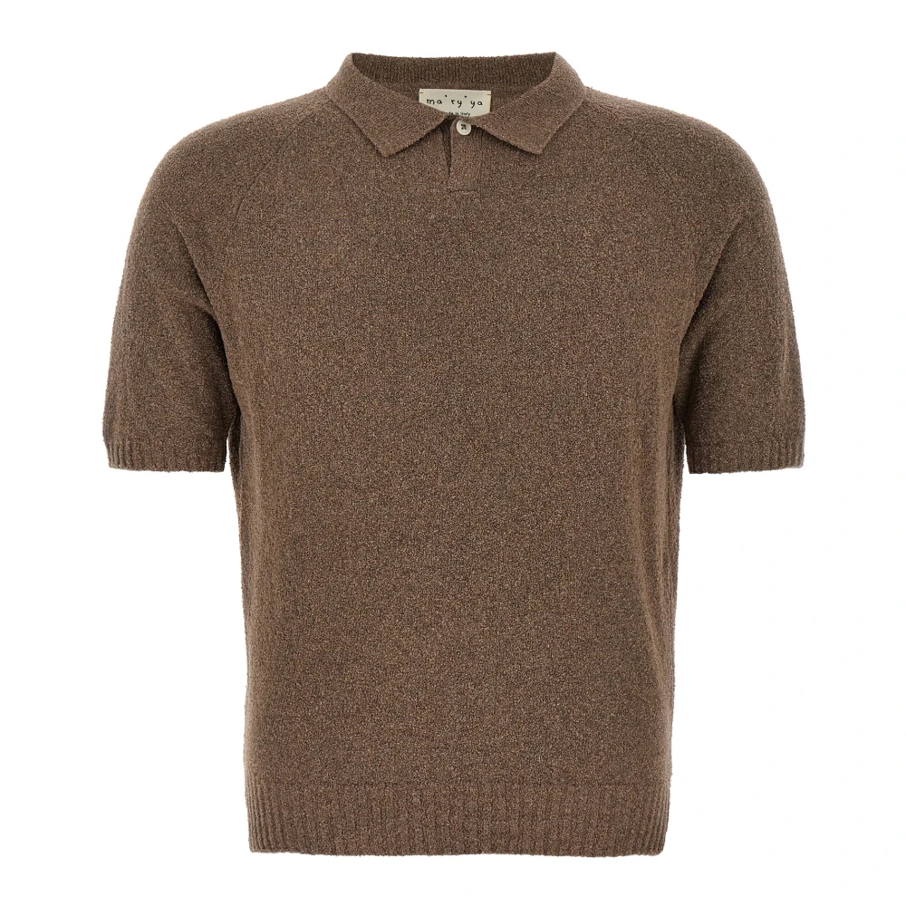 Ma'ry'ya Herren Braun - Bouclé Baumwoll-Polohemd - Tops - L