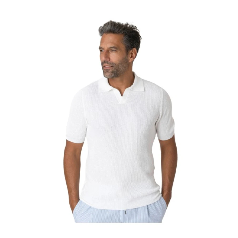 Gran Sasso Herren Weiß - Bouclé Baumwoll-Polohemd - Tops - 3XL