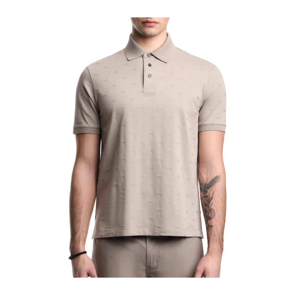 Emporio Armani Herren Beige - Allover Eagle Polo - Tops - L