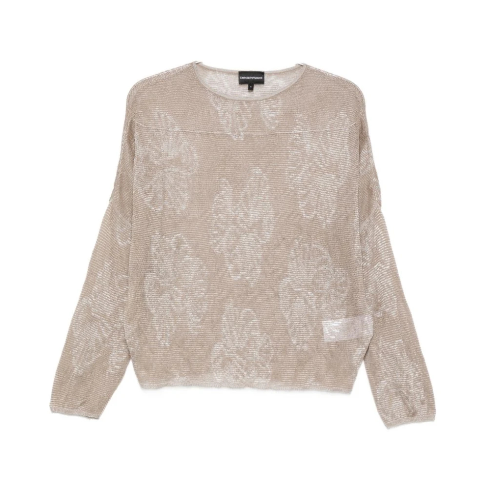 Emporio Armani Damen Grau - Rundhals-Langarmpullover - Knitwear - L