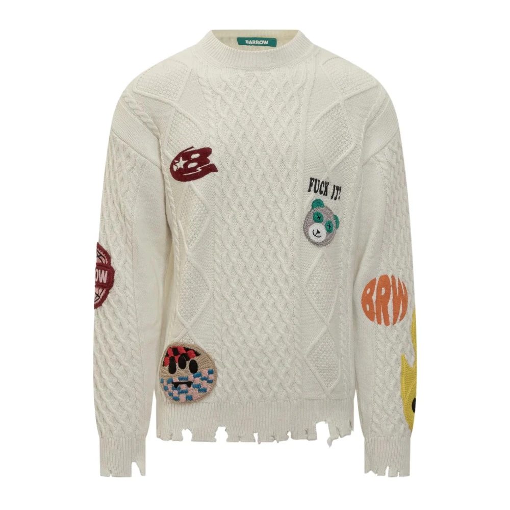 Barrow Herren Beige - Maglia Con Patch Girocollo Maniche Lunghe - Knitwear - M