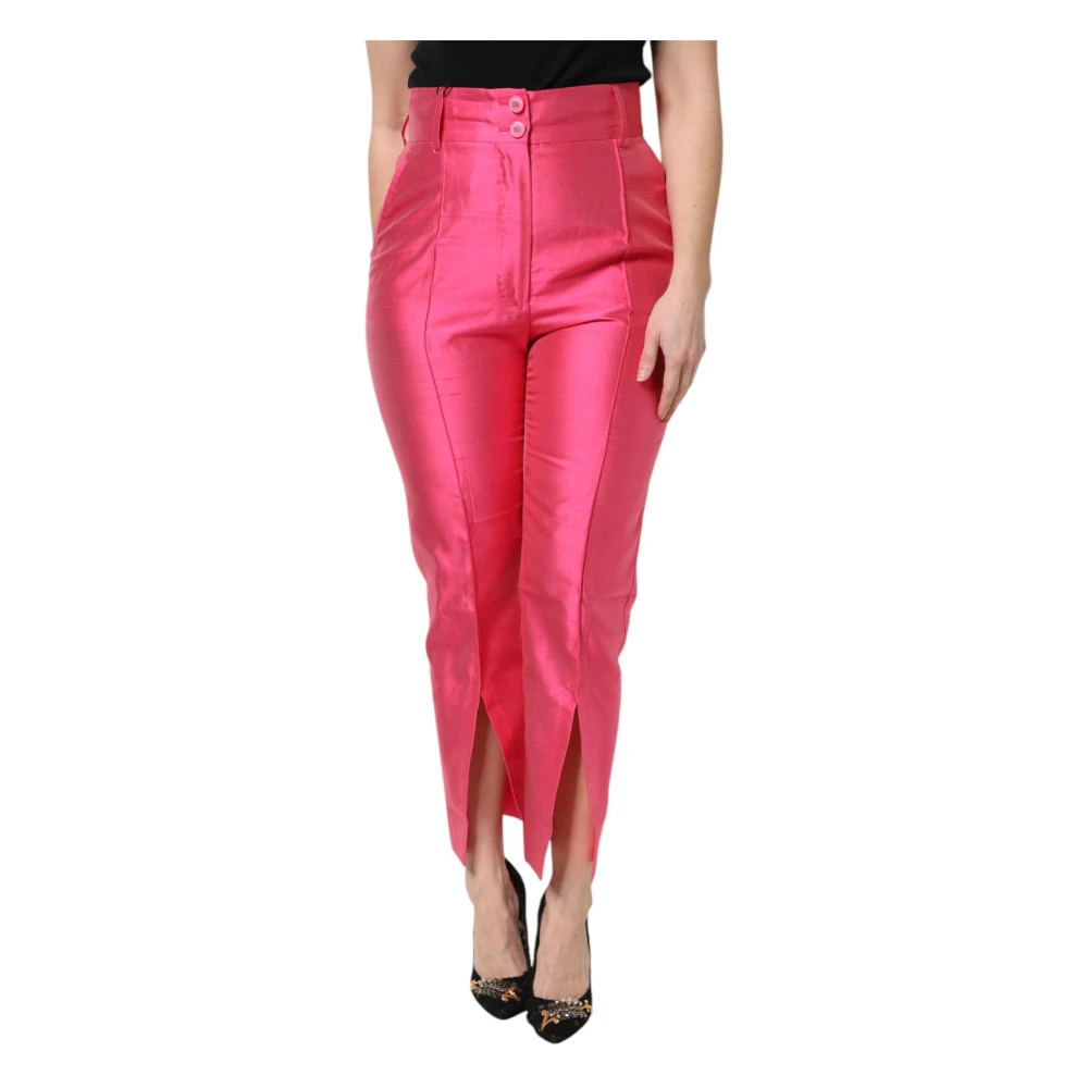 Dolce & Gabbana Damen Rosa - Seidenhose Mit Hoher Taille - Trousers - 2XS