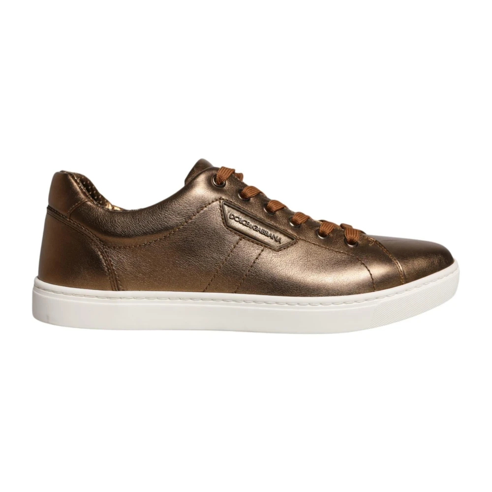 Dolce & Gabbana Herren Gold Lederfreizeitsneaker Für Us Größe 39 - Bild 3