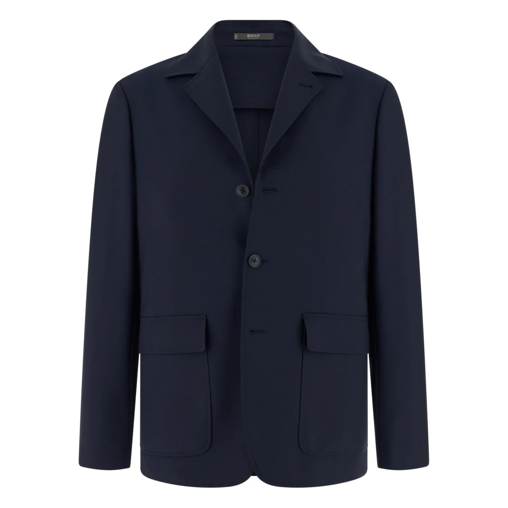 Boggi Milano Herren Blau - Woll- Und Mohair-Jacke - Jackets - 3XL