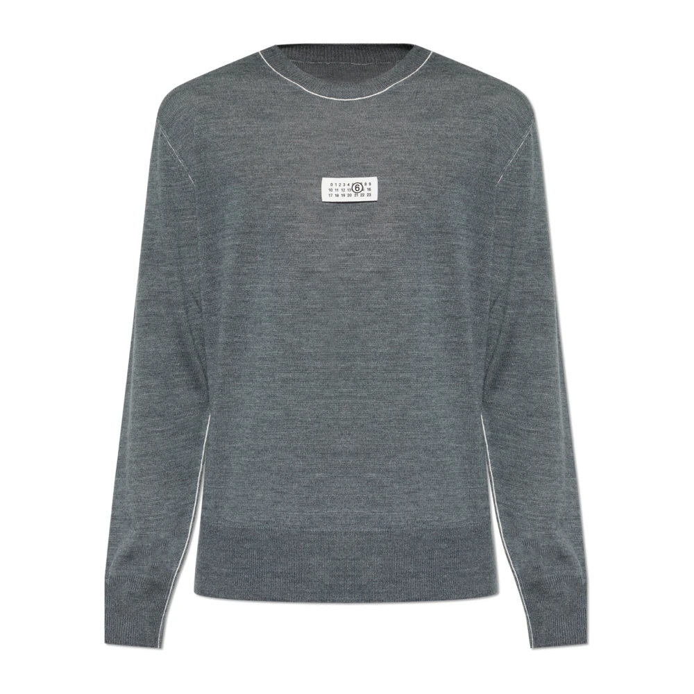 Mm6 Maison Margiela Herren Grau - Wollpullover Mit Logo-Patch - Knitwear - M