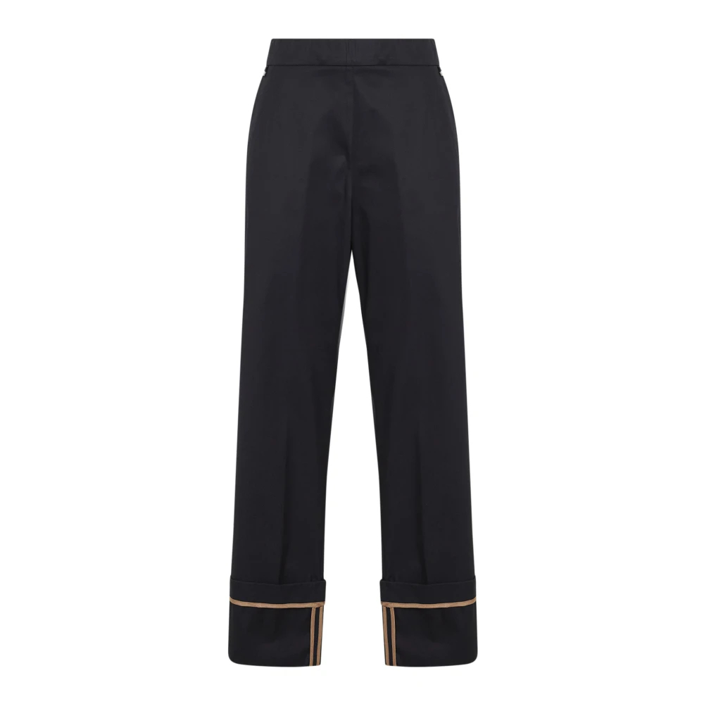 Herno Damen Schwarz - Baumwollgabardine-Hose Mit Umschlag - Trousers - K -L