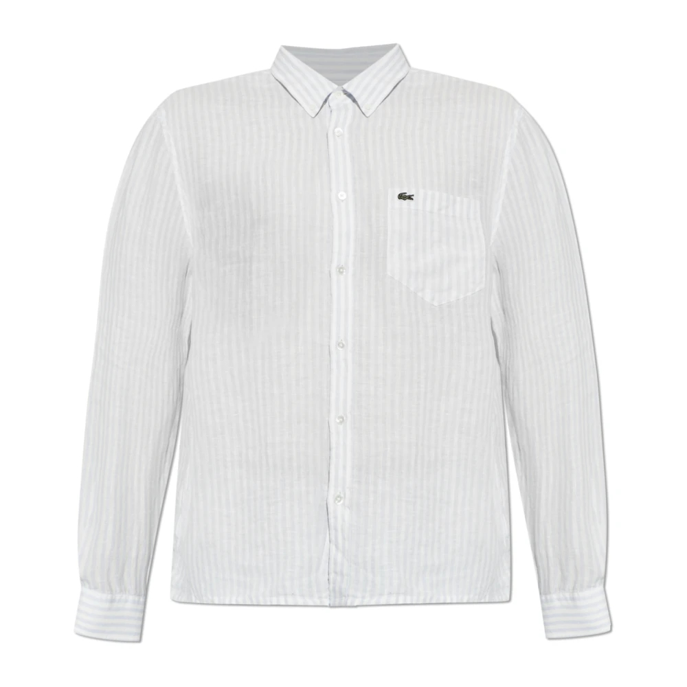 Lacoste Herren Blau - Gestreiftes Leinenhemd Mit Regulärer Passform - Shirts - 2XL