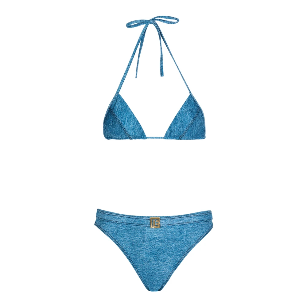 Balmain Damen Blau - Denim Zweiteiliger Badeanzug - Swimwear - S