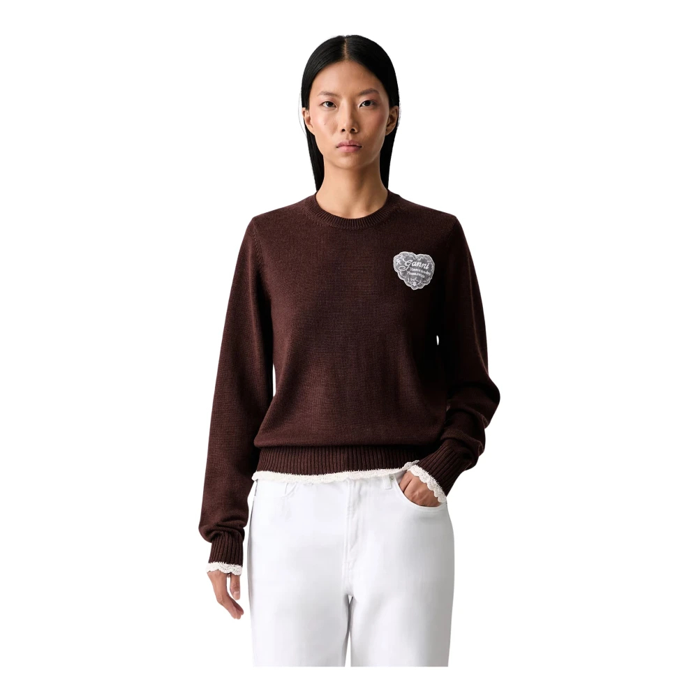 GANNI braun Pullover aus brauner Wolle - Größe S - Bild 3