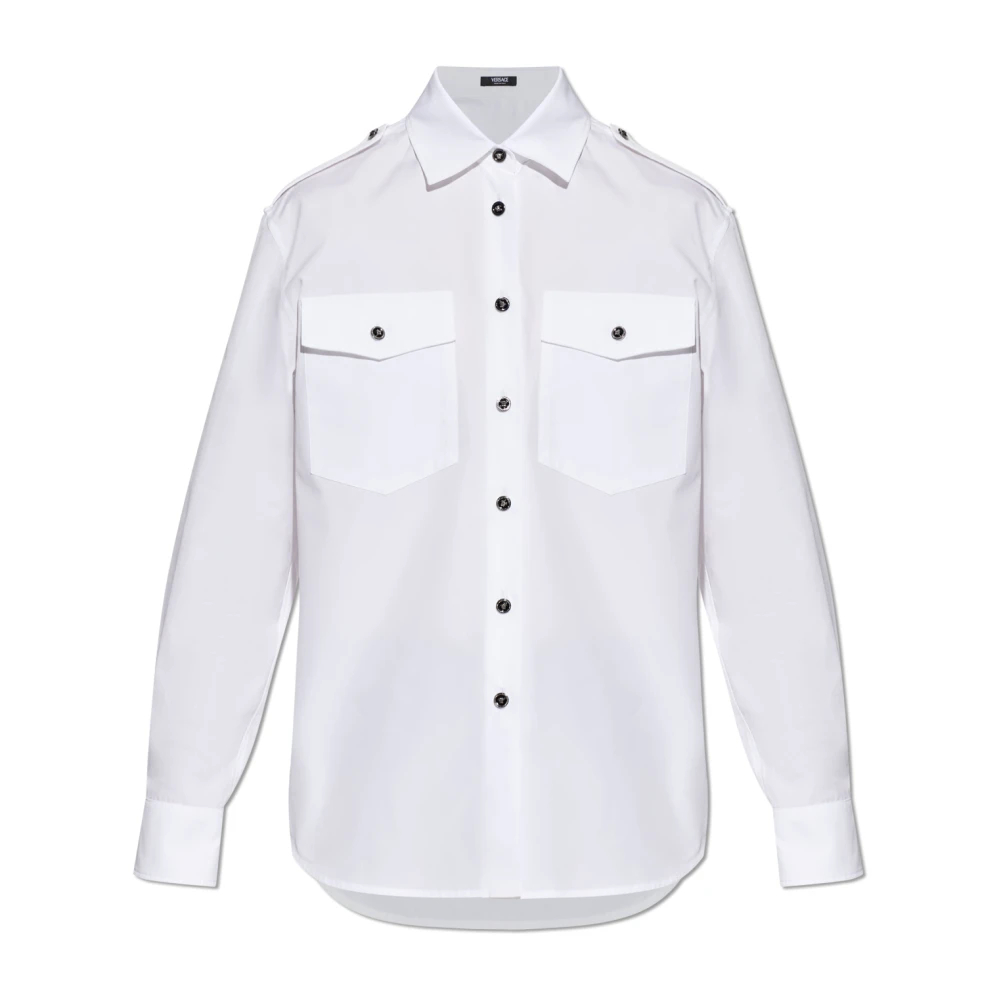 Versace Damen Weiß - Baumwoll-Popeline Regular Hemd - Blouses & Shirts - M